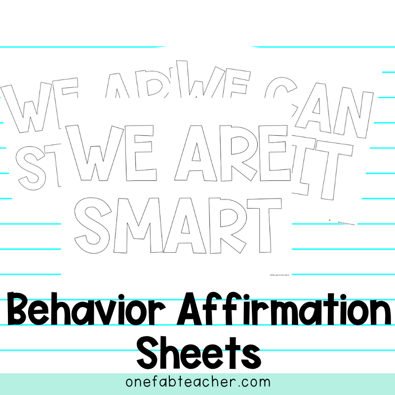 Affirmation Behavior Sheets | Whole Class