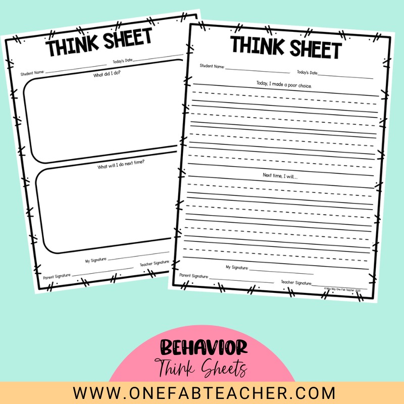 Behavior Sheet for Students | Students Think Sheets | One Fab Teacher behavior-sheet-for-students-students-think-sheets-one-fab-teacher