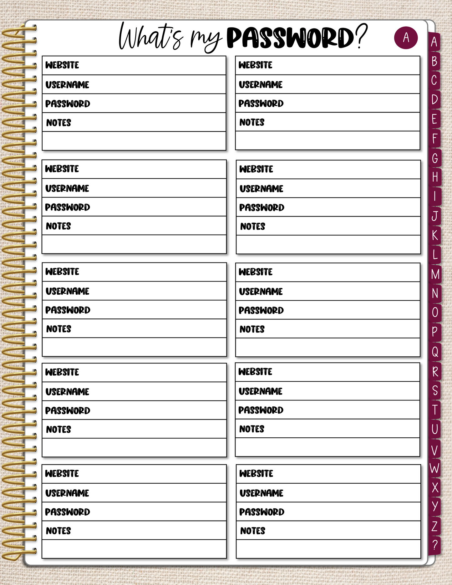 Password Keeper Notebook
