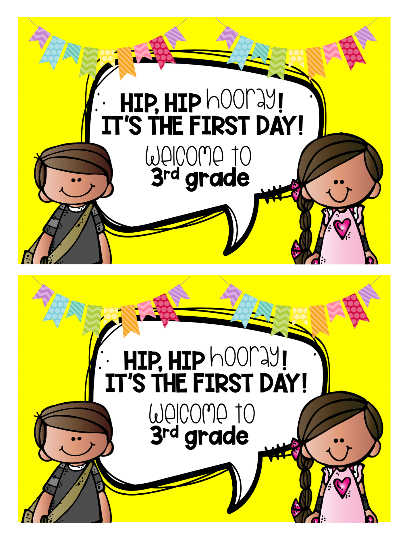 Welcome Back to School Cards | 3rd grade
