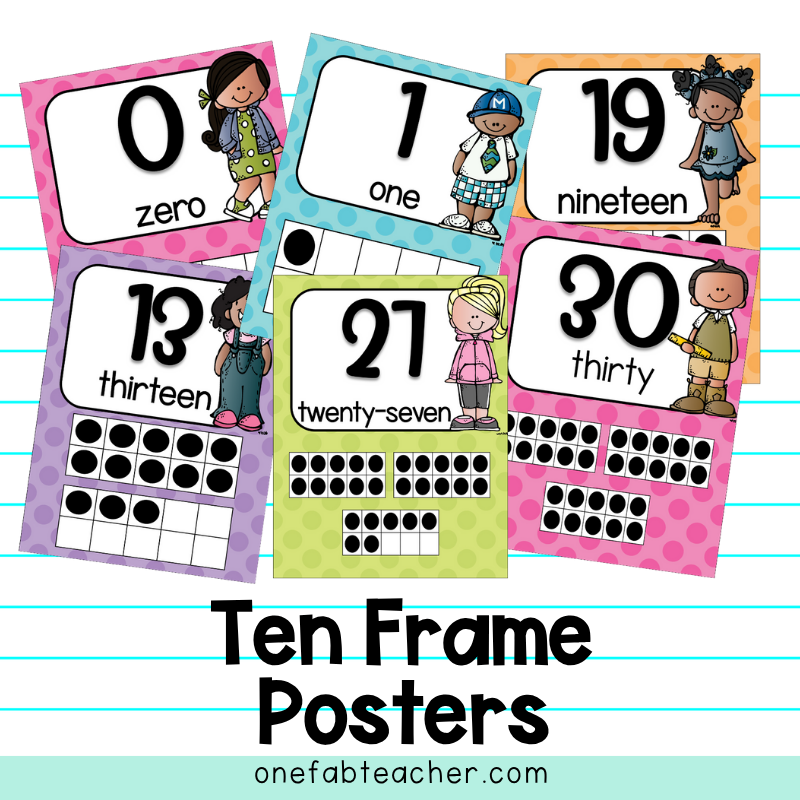 Ten Frame Posters | Happy Polka Dot Bright 0-30