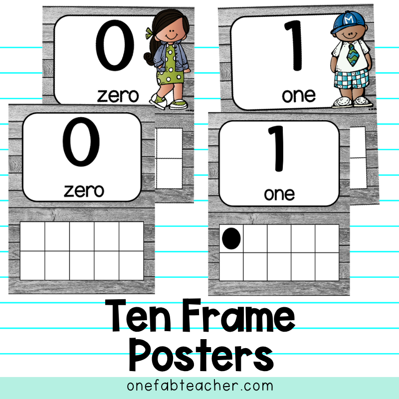 Ten Frame Posters | Grey Wood 0-30