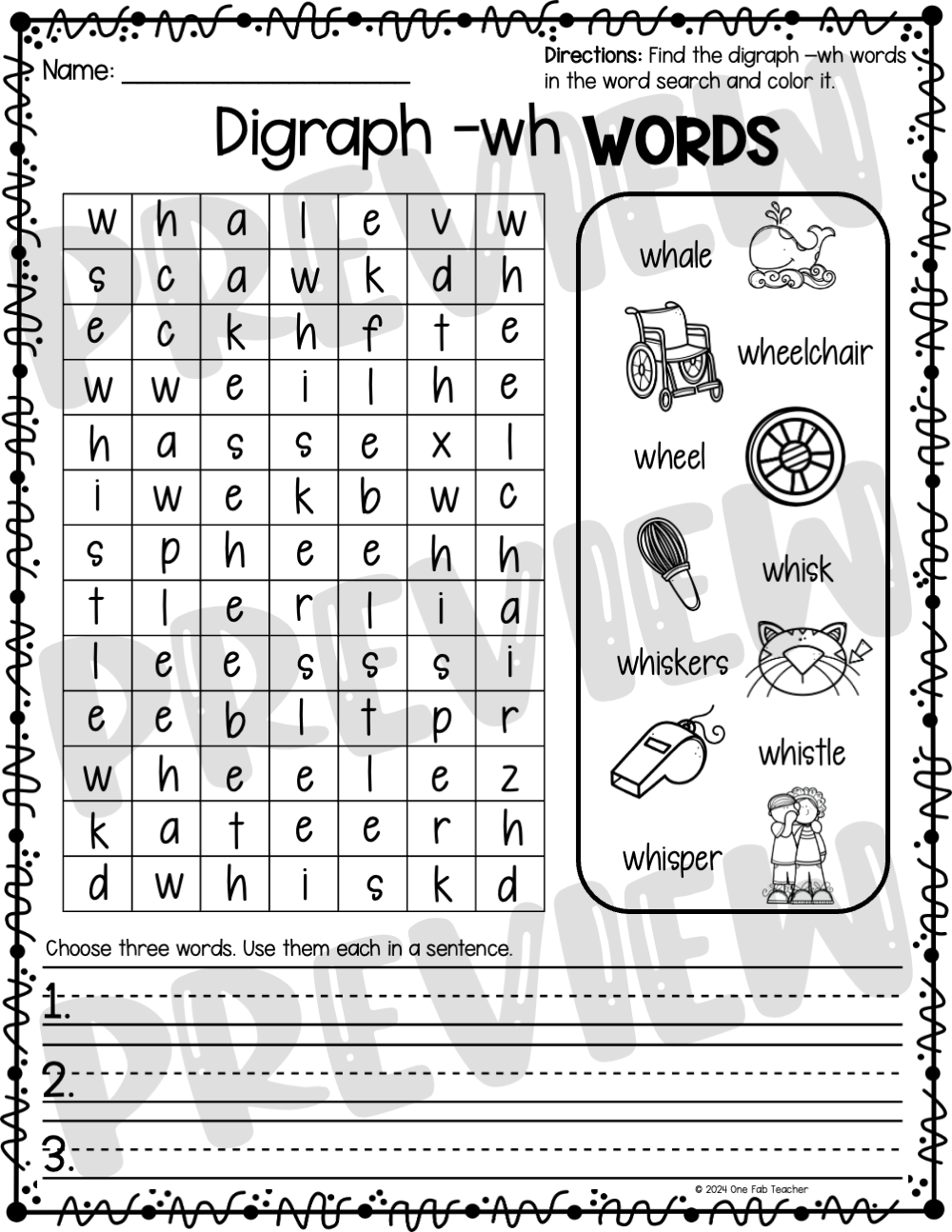 Digraph Wh Worksheets
