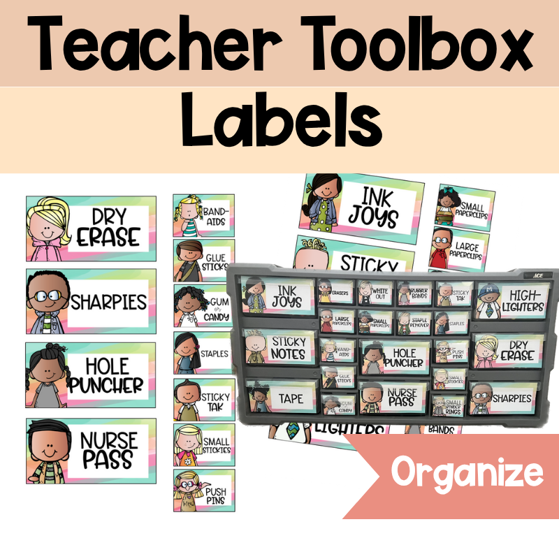 Teacher Toolbox Labels Set Happy Bright | The Ultimate Organizational Solution for Teachers