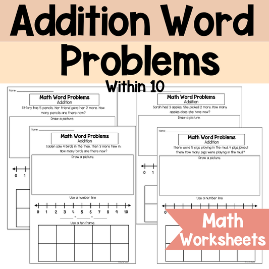 Math Word Problem Worksheets | Addition Within 10