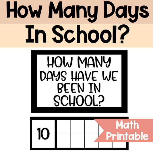 How Many Days in School Counting Set | Black