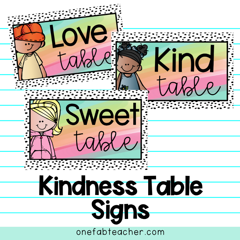 Classroom Table Signs Happy Bright