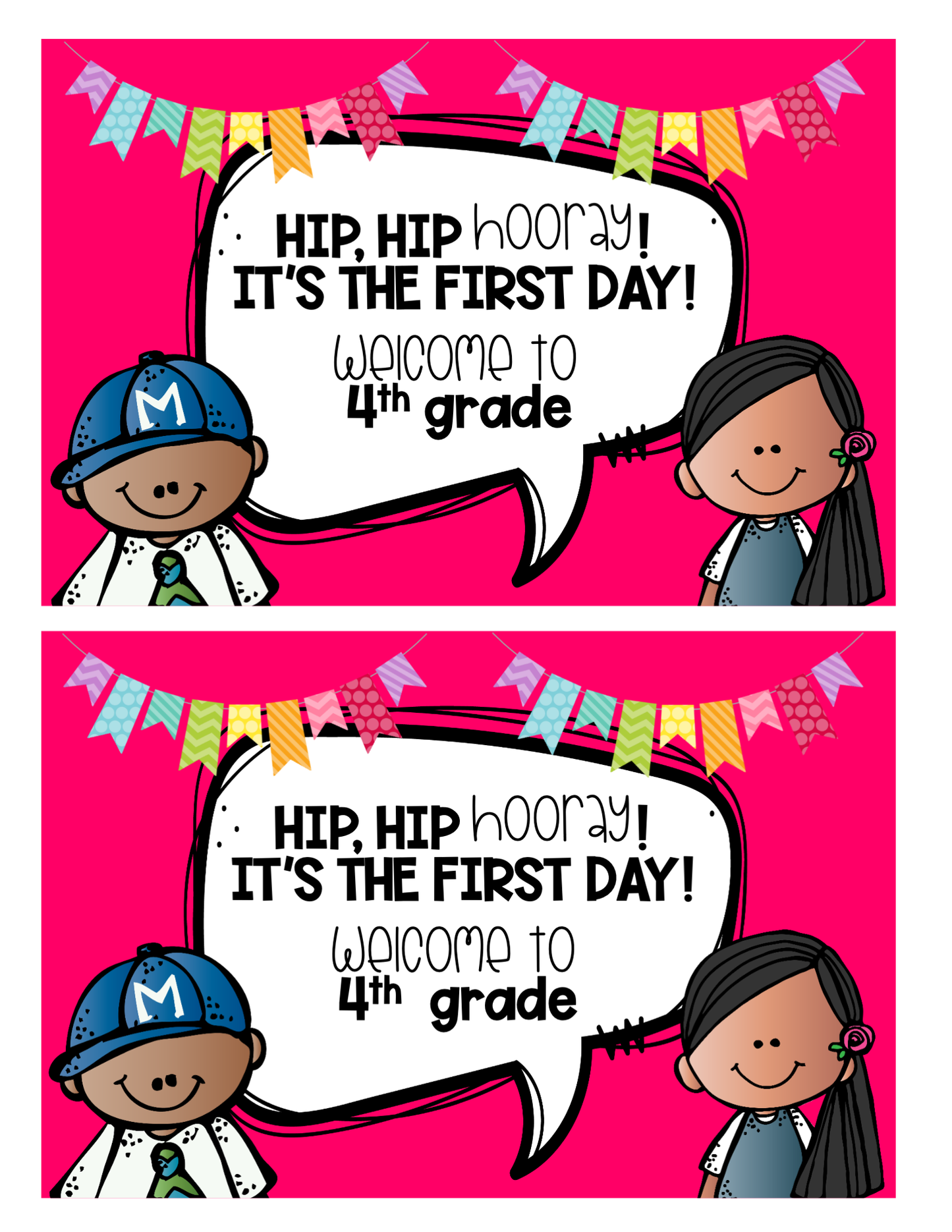 Welcome Back to School Cards | 4th grade