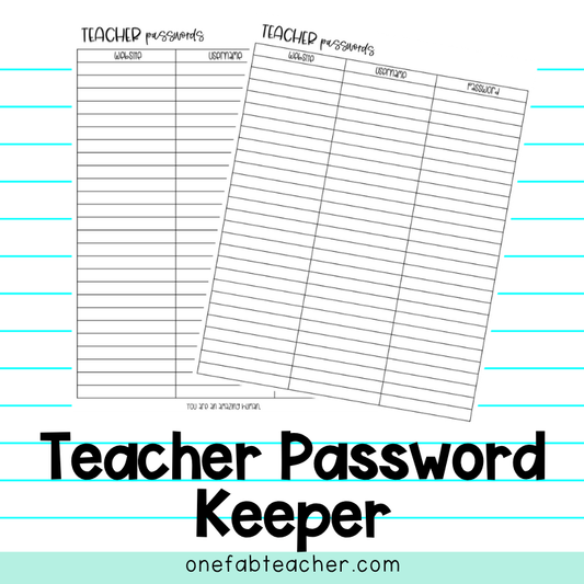 Teacher Password Keeper | Editable