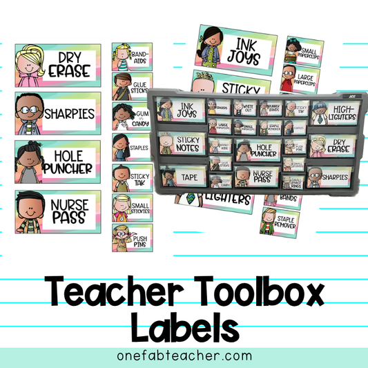 Teacher Toolbox Labels Set Happy Bright | The Ultimate Organizational Solution for Teachers