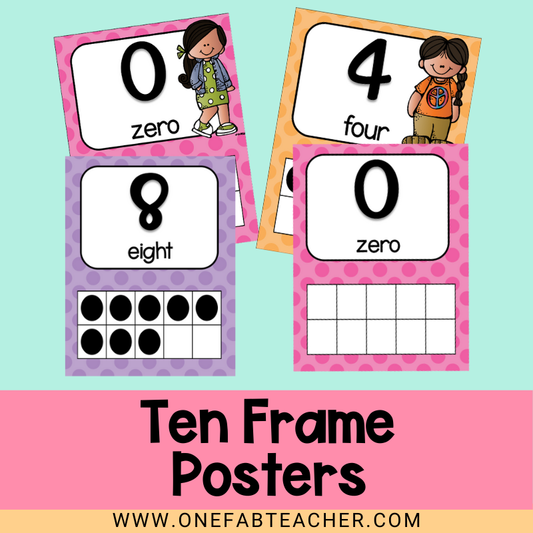 Ten Frame Posters | Happy Polka Dot Bright 0-30