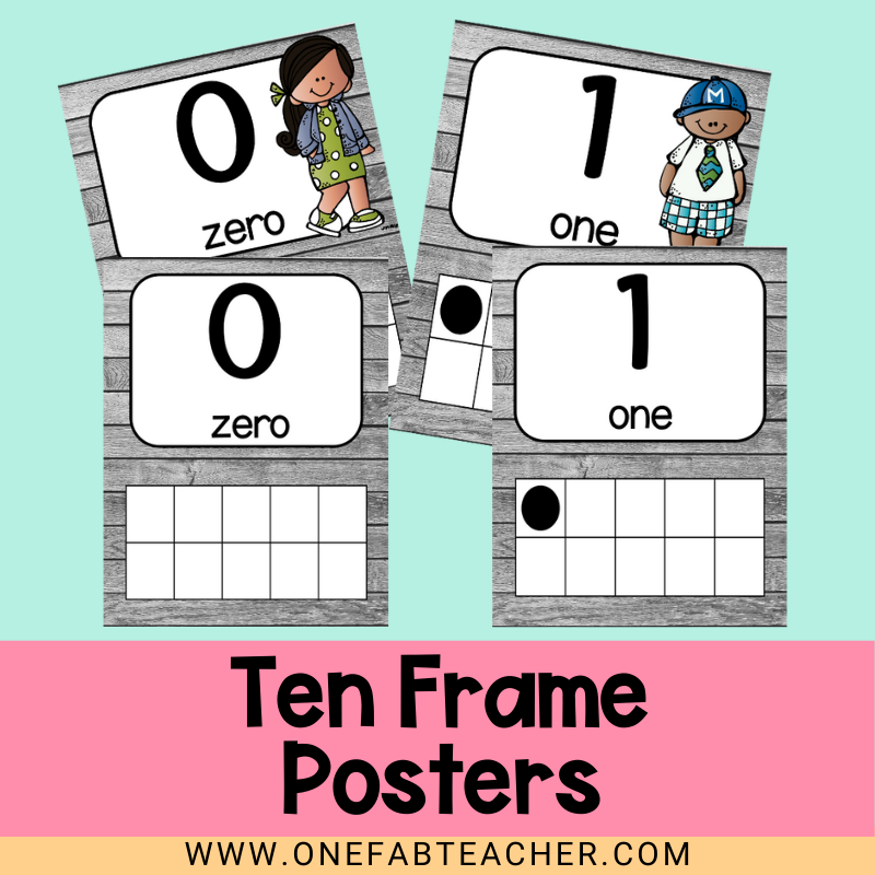 Ten Frame Posters | Grey Wood 0-30
