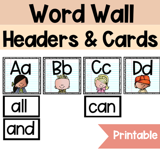 Word Wall Headers and Customizable Word Cards