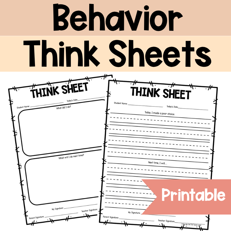 Student Behavior Think Sheets – Reflect, Reset, Refocus