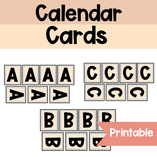 Bulletin Board Uppercase Bold Letters | Small Beige