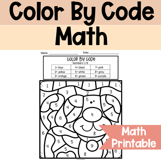 Color By Code Math Worksheet - Numbers 1 to 9