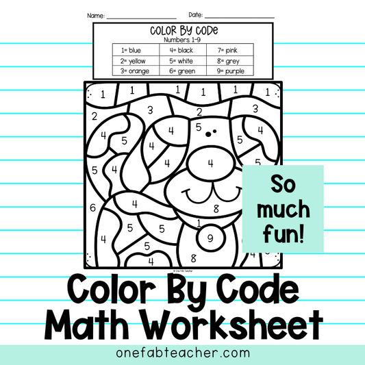 Color By Code Math Worksheet - Numbers 1 to 9