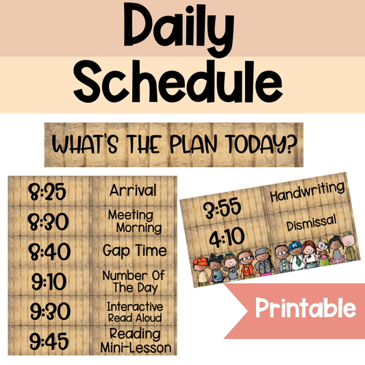 Daily Schedule Template | Customizable Wood