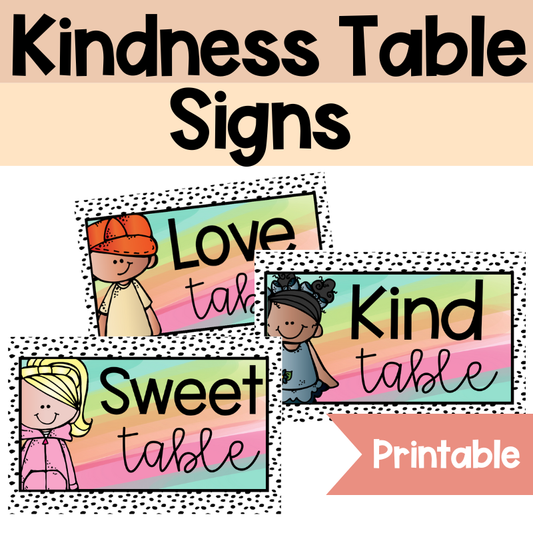 Classroom Table Signs Happy Bright