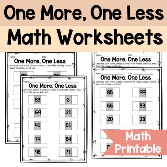 One More, One Less | Elementary Math Worksheets