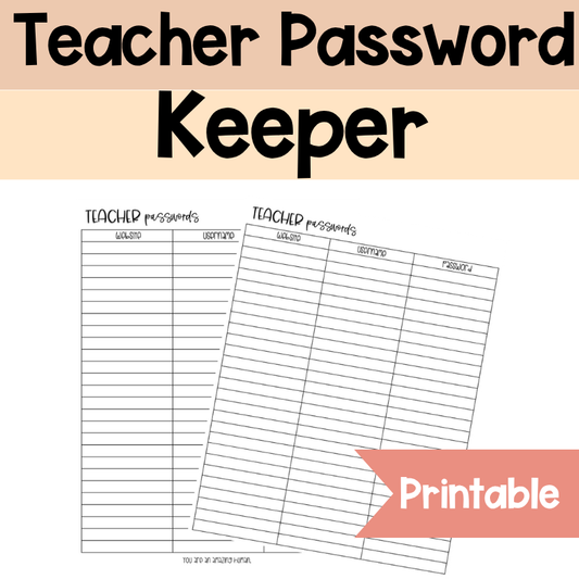 Teacher Password Keeper | Editable