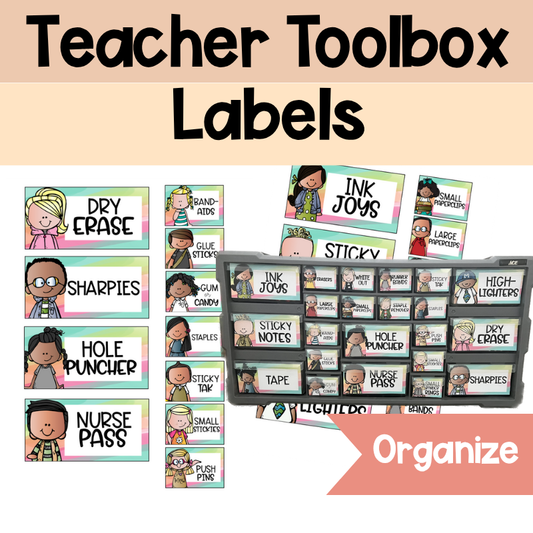 Teacher Toolbox Labels Set Happy Bright | The Ultimate Organizational Solution for Teachers