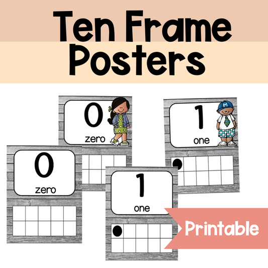 Ten Frame Posters | Grey Wood 0-30