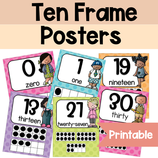 Ten Frame Posters | Happy Polka Dot Bright 0-30