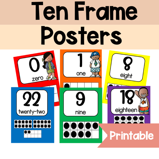 Ten Frame Posters | Primary Colors 0-30